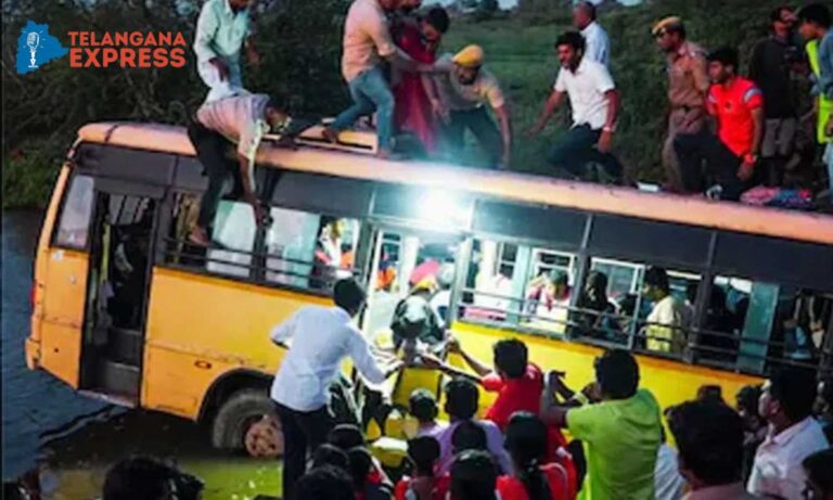 Khammam bus accident: School bus plunges into canal
