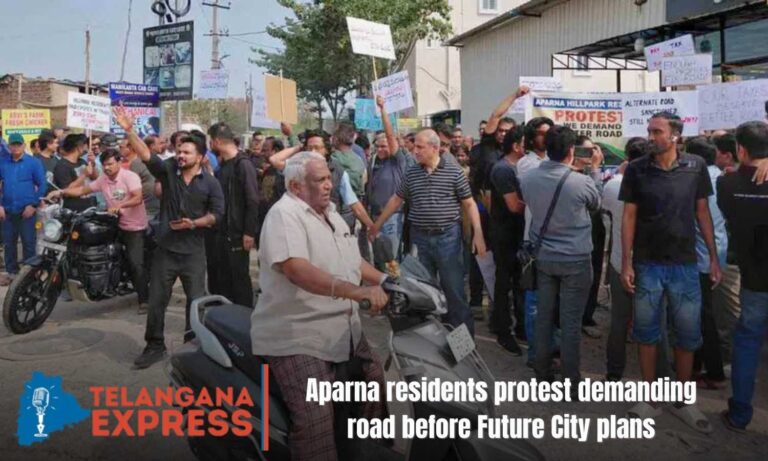 Aparna residents protest over lack of road access