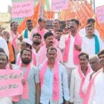 BRS protest Congress over stalled works