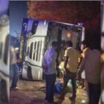RTC bus overturns NH-44, 20 injured