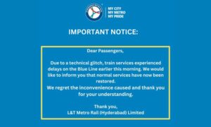 Hyderabad Metro Blue Line restored after glitch