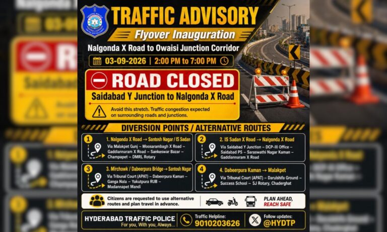 Hyderabad traffic diversions for flyover event